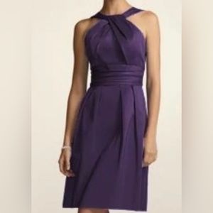 David's Bridal Womens Purple Concealed Back Zip Sleeveless Bridesmaid Dress Sz 6